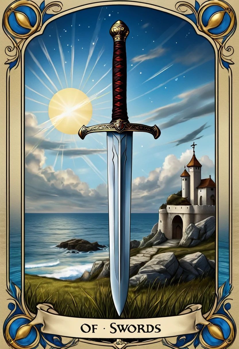 Two of swords, tarot card, tartarian style, very realistic