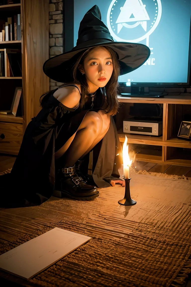 Process the picture into quadratic elements, 1girl, mage, witch,