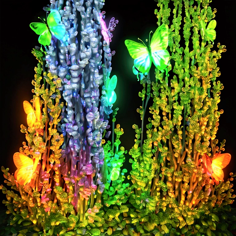rainbowcolored multiglowing fountain of youth in the deep green forest, from below, rainbowcolored glowing butterflies, cinematic angle, realistic, hyper-realistic, photorealistic, (best quality,4k,8k,highres,masterpiece:1.2),ultra-detailed,(realistic,photorealistic,photo-realistic:1.37),vivid colors,dramatic lighting,