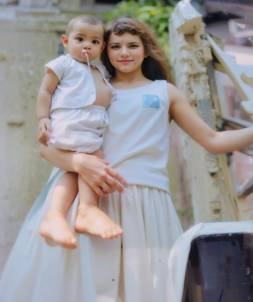 A realistis spanish baby couple wear a white dress ultra hd 8k