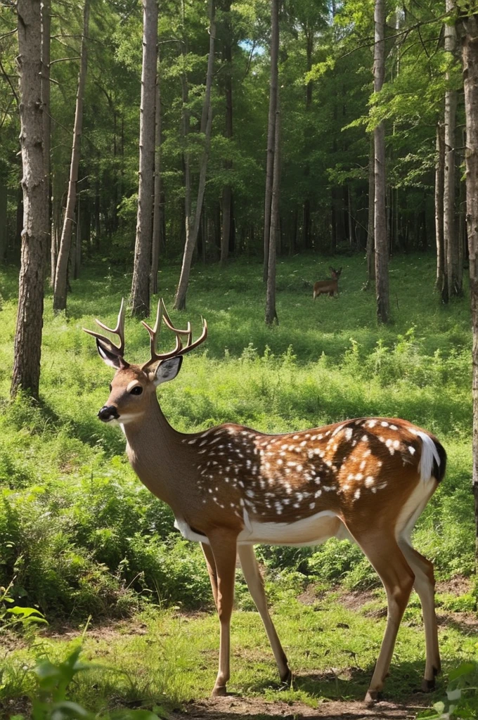 Deer that blends into the forest、Deer become part of the forest、Deer in a tree