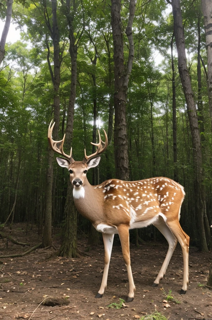 Deer that blends into the forest、Deer become part of the forest、Deer in a tree