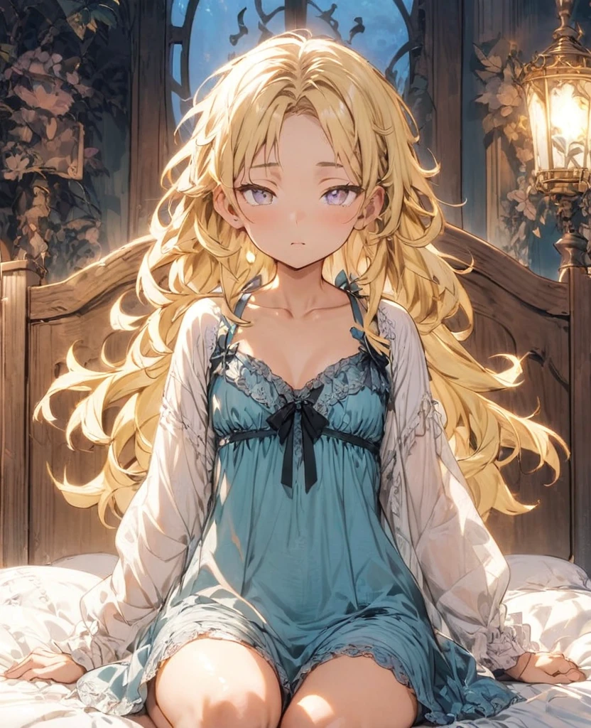 boyish Slanted Eyes Blonde whole body moonlight negligee Bob Short At the bed
