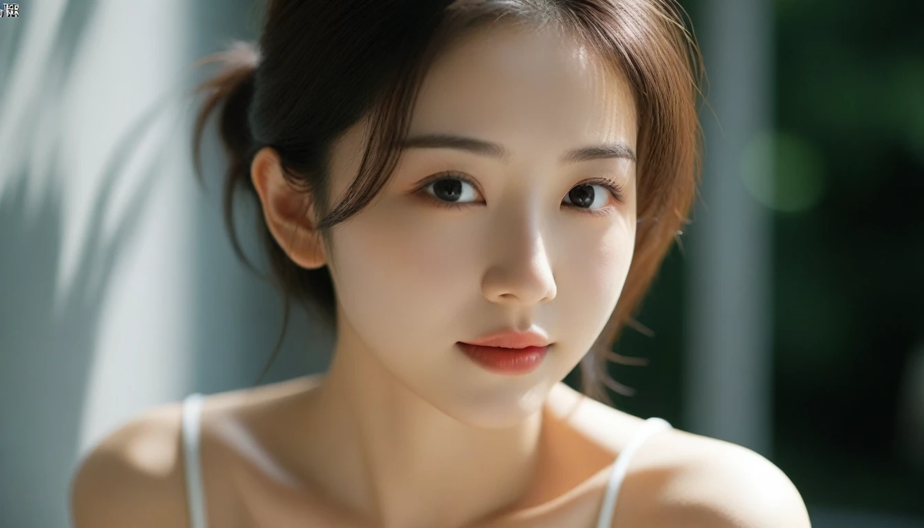 8k, Ultra-high resolution, Highest quality, masterpiece, 三分割法によるphotograph,Surreal, photograph, 1 Girl, (16 years old:1.3), pretty girl, Cute Face, Beautiful eyes in every detail, 細かくdetailedに,masterpiece,One Girl:1.2, Japan Female Announcer,extream close up,smile,Black Hair,Messy hair,street tree,Urban area,Young Wife,healthy,Off the shoulder,Natural Makeup,Beautiful clavicle,Realistic Skin, Perfect and beautiful face ,完璧でCute Face, Skin with attention to detail, Perfect limbs、Narrow waist、Thin legs),Looking at the audience、beauty,Long neck、(((Ideal body type))),A cup small breasts :2,Portraiture:2,Perfect Anatomy,鮮明なdetailed,detailed,Surreal,Light and shadow,dappled sunlight