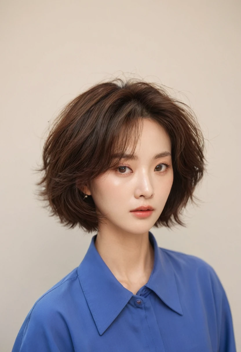 Best Quality, 8k, Masterpiece, (Portrait: 1.3), (photo realistic:1.4), (hyper realistic:1.4), Sharp Focus, looking at viewer, (smoother lighting:1.1), (increase cinematic lighting quality:0.9), realistic lighting, backlighting, light on face, ray trace, (brightening light:1.2), (Increase quality:1.4), sharp detail, (best quality real texture skin:1.4), finely detailed eyes, black_eyes, finely detailed face, 30 year old Korean woman