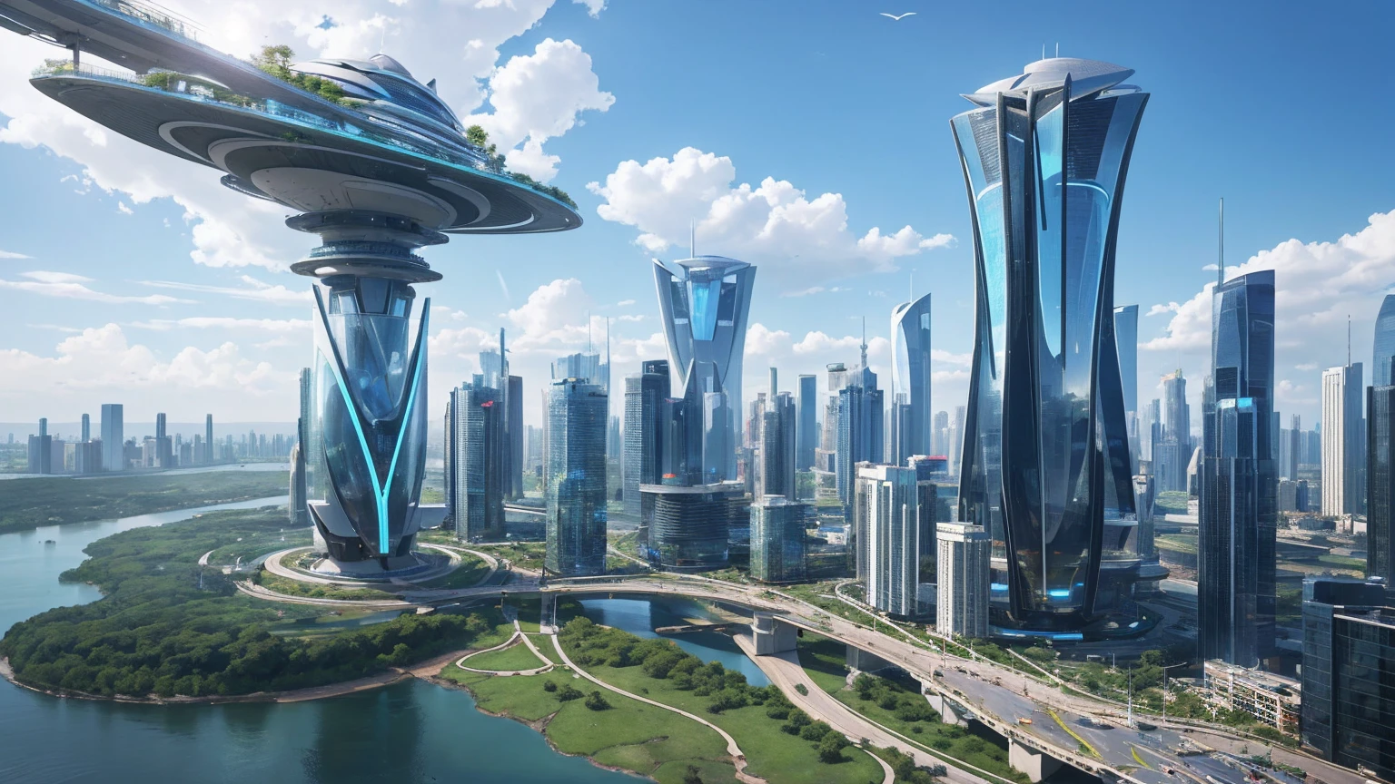 (Best quality,4K,8K,A high resolution,Masterpiece:1.2),Ultra-detailed,(Realistic,Photorealistic,photo-realistic:1.37),Futuristic floating city,Futuristic technology,Huge urban high-tech tablet platform,Airship,Floating in the sky,Futuristic city,Small airships around,High-tech hemispherical platform,Colorful lights,Advanced architecture,modernn architecture,skyscrapper,Access the cloud,Scenic beauty,view over city,Impressive design,Blend seamlessly with nature,energetic and vibrant atmosphere,Futuristic transportation system,Parking is suspended,Transparent path,Lush greenery,Sky gardens,cascading waterfalls,Magnificent skyline,reflections on the water,Sparkling river,Architectural innovation,futuristic skyscrapers,Transparent dome,The shape of the building is unusual,Elevated walkway,Impressive skyline,Glowing lights,Futuristic technology,Minimalist design,Scenic spots,Panoramic view,Cloud Piercing Tower,Vibrant colors,epic sunrise,epic sunset,Dazzling light display,magical ambiance,The future city,Urban Utopia,LuxuryLifestyle,Innovative energy,sustainable development,Smart city technology,Advanced infrastructure,Tranquil atmosphere,Nature and technology live in harmony,Awesome cityscape,Unprecedented urban planning,Architecture connects seamlessly with nature,High-tech metropolis,A cutting-edge engineering marvel,The future of urban living,Visionary architectural concept,Energy-efficient buildings,Harmony with the environment,A city floating above the clouds,Utopian dreams become reality,The possibilities are endless,State-of-the-art transportation network,Green energy integration,Innovative materials,Impressive holographic display,Advanced communication system,Breathtaking aerial view,Quiet and peaceful environment,Modernist aesthetics,Ethereal beauty