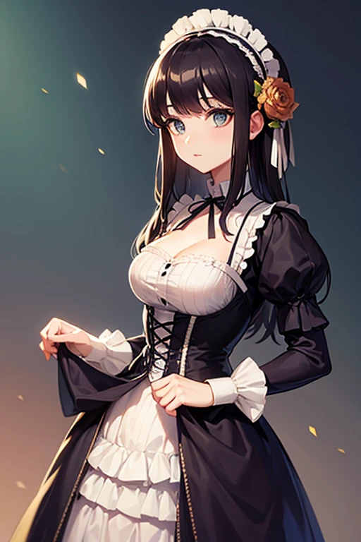 Beautiful woman wearing a Victorian era dress 