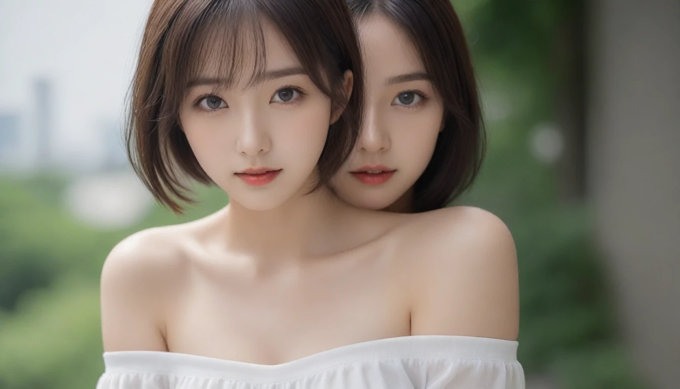 8k, Ultra-high resolution, Highest quality, masterpiece, 三分割法によるphotograph,Surreal, photograph, 1 Girl, (16 years old:1.3), pretty girl, Cute Face, Beautiful eyes in every detail, 細かくdetailedに,masterpiece,One Girl:1.2, Japan Female Announcer,extream close up,smile,Black Hair,Messy hair,street tree,Urban area,Young Wife,healthy,Off the shoulder,Natural Makeup,Beautiful clavicle,Realistic Skin, Perfect and beautiful face ,完璧でCute Face, Skin with attention to detail, Perfect limbs、Narrow waist、Thin legs),Looking at the audience、beauty,Long neck、(((Ideal body type))),A cup small breasts :2,Portraiture:2,Perfect Anatomy,鮮明なdetailed,detailed,Surreal,Light and shadow,dappled sunlight
