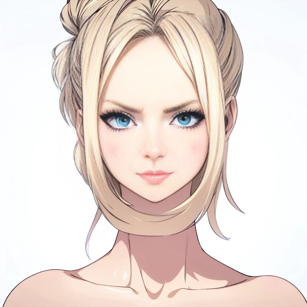 Best quality, masterpiece, ultra high res, 1girl, sexy, in the dark, deep shadow, low key, cold light, milf, dynamic light, cinematic lighting, cinematic lighting, down blouse, mature woman, middle parted hair, nsfw, natural breast, upper body, milf, nsfw, scarlet, final fantasy, blonde, face closeup, face detail, red lips detail, white background, oral, blowjob