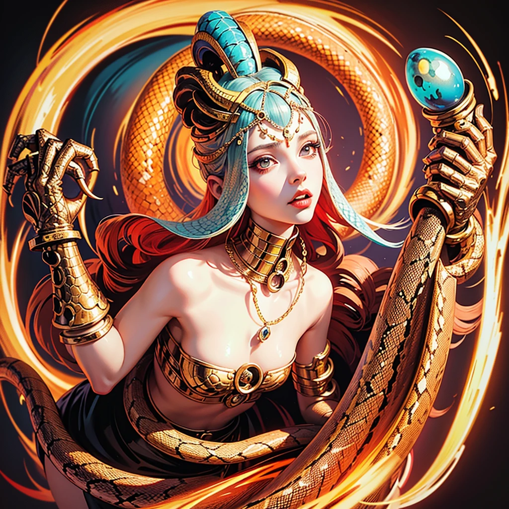 A painting of a woman with many skulls and withing enternal snake like biology coiling in and out of 
 her head, pop surrealism lowbrow art style, Lowbrow Pop Surrealism, lowbrow surreal, Psychedelic surrealist art, &#39;Lost in a lucid dream, surreal drawing, highly detailed surrealist art, Rowbrow Art, Illusion surrealist art, surreal illustration, hyper detailed surrealism, horror surreal art, pj crook+Broms distinctive art style, anotomic deformity, open cranial plates, corrosive textures, slick wet textures, bone cavities open and spilling disease parasitic invasive.