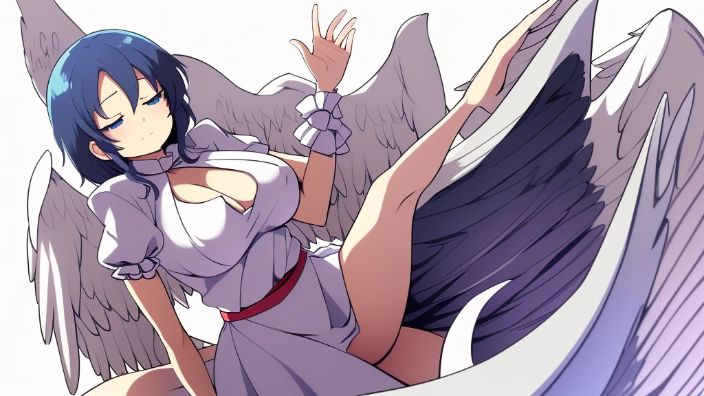  1 girl, chest, alone, wing, yellow eyes,chest, Monster Girl,blushing,open mouth, white hair, Harpie, feather, necklace, Spread your legs,, forehead gem, ,naked sex ,Spread your legs, bathroom