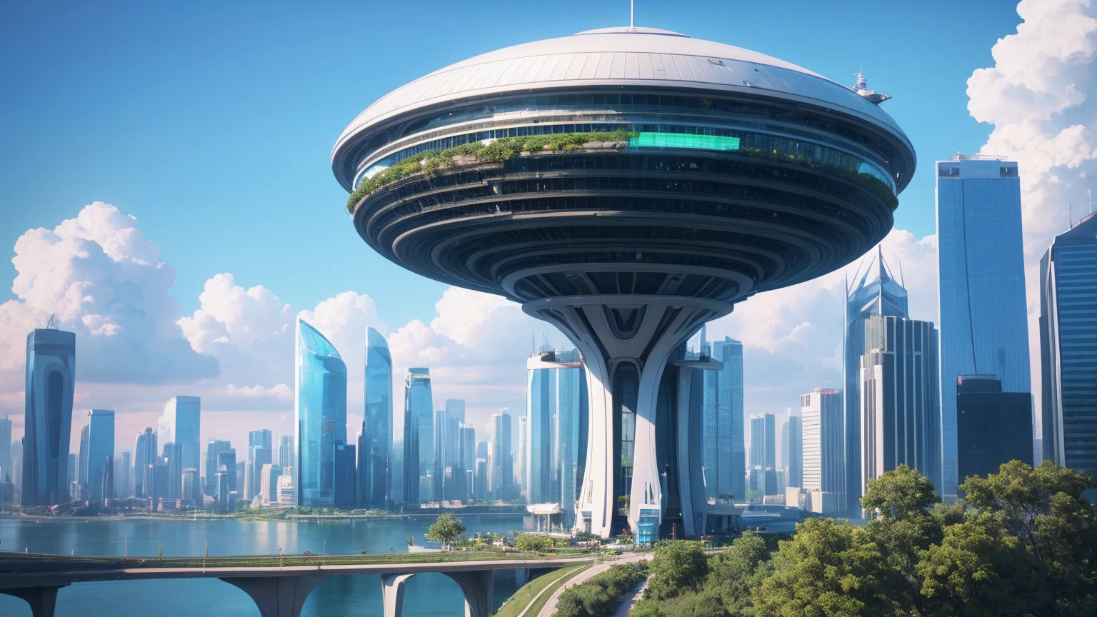 (Best quality,4K,8K,A high resolution,Masterpiece:1.2),Ultra-detailed,(Realistic,Photorealistic,photo-realistic:1.37),Futuristic floating city,Futuristic technology,Huge urban high-tech tablet platform,Airship,Floating in the sky,Futuristic city,Small airships around,High-tech hemispherical platform,Colorful lights,Advanced architecture,modernn architecture,skyscrapper,Access the cloud,Scenic beauty,view over city,Impressive design,Blend seamlessly with nature,energetic and vibrant atmosphere,Futuristic transportation system,Parking is suspended,Transparent path,Lush greenery,Sky gardens,cascading waterfalls,Magnificent skyline,reflections on the water,Sparkling river,Architectural innovation,futuristic skyscrapers,Transparent dome,The shape of the building is unusual,Elevated walkway,Impressive skyline,Glowing lights,Futuristic technology,Minimalist design,Scenic spots,Panoramic view,Cloud Piercing Tower,Vibrant colors,epic sunrise,epic sunset,Dazzling light display,magical ambiance,The future city,Urban Utopia,LuxuryLifestyle,Innovative energy,sustainable development,Smart city technology,Advanced infrastructure,Tranquil atmosphere,Nature and technology live in harmony,Awesome cityscape,Unprecedented urban planning,Architecture connects seamlessly with nature,High-tech metropolis,A cutting-edge engineering marvel,The future of urban living,Visionary architectural concept,Energy-efficient buildings,Harmony with the environment,A city floating above the clouds,Utopian dreams become reality,The possibilities are endless,State-of-the-art transportation network,Green energy integration,Innovative materials,Impressive holographic display,Advanced communication system,Breathtaking aerial view,Quiet and peaceful environment,Modernist aesthetics,Ethereal beauty