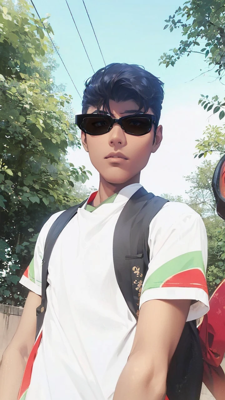 (masterpiece), best quality, ultra-high resolution, ((one man)), male, elegant, (japanese God), Tsukuyomi, expressive eyes, perfect face, half body, looking at viewer, dutch angle, cowboy shot, (very long black flowy hair), (golden eye color), handsome, night time, crescent moon, (japanese clothing), (black blue kimono), (extremely detailed clothing), cherry blossoms, dynamic light, beautiful colors, milky way, hd