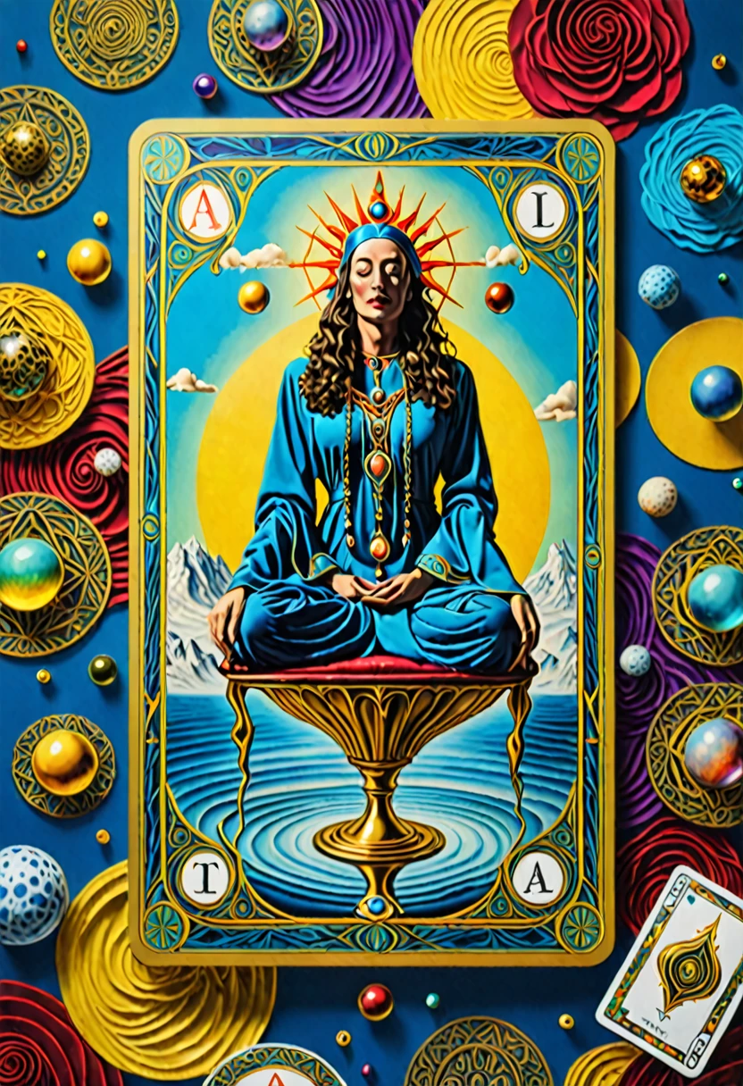 cartas do tarot do arcanos do tarotdynamic lighting hyperdetailed intricately detailed Splash art trending on Artstation triadic colors Unreal Engine 5 volumetric lighting surrealism Salvador Dali matte background melting oil on canvas