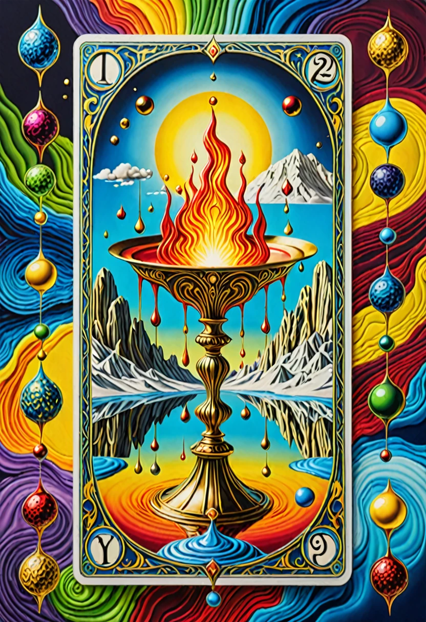 cartas do tarot do arcanos do tarotdynamic lighting hyperdetailed intricately detailed Splash art trending on Artstation triadic colors Unreal Engine 5 volumetric lighting surrealism Salvador Dali matte background melting oil on canvas