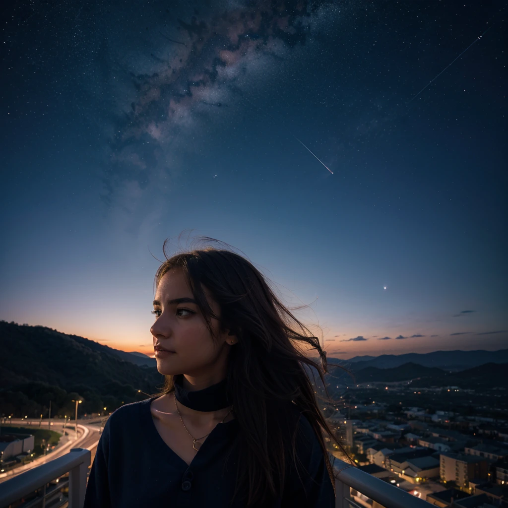 Girl looking at the sky, Astrological Theme