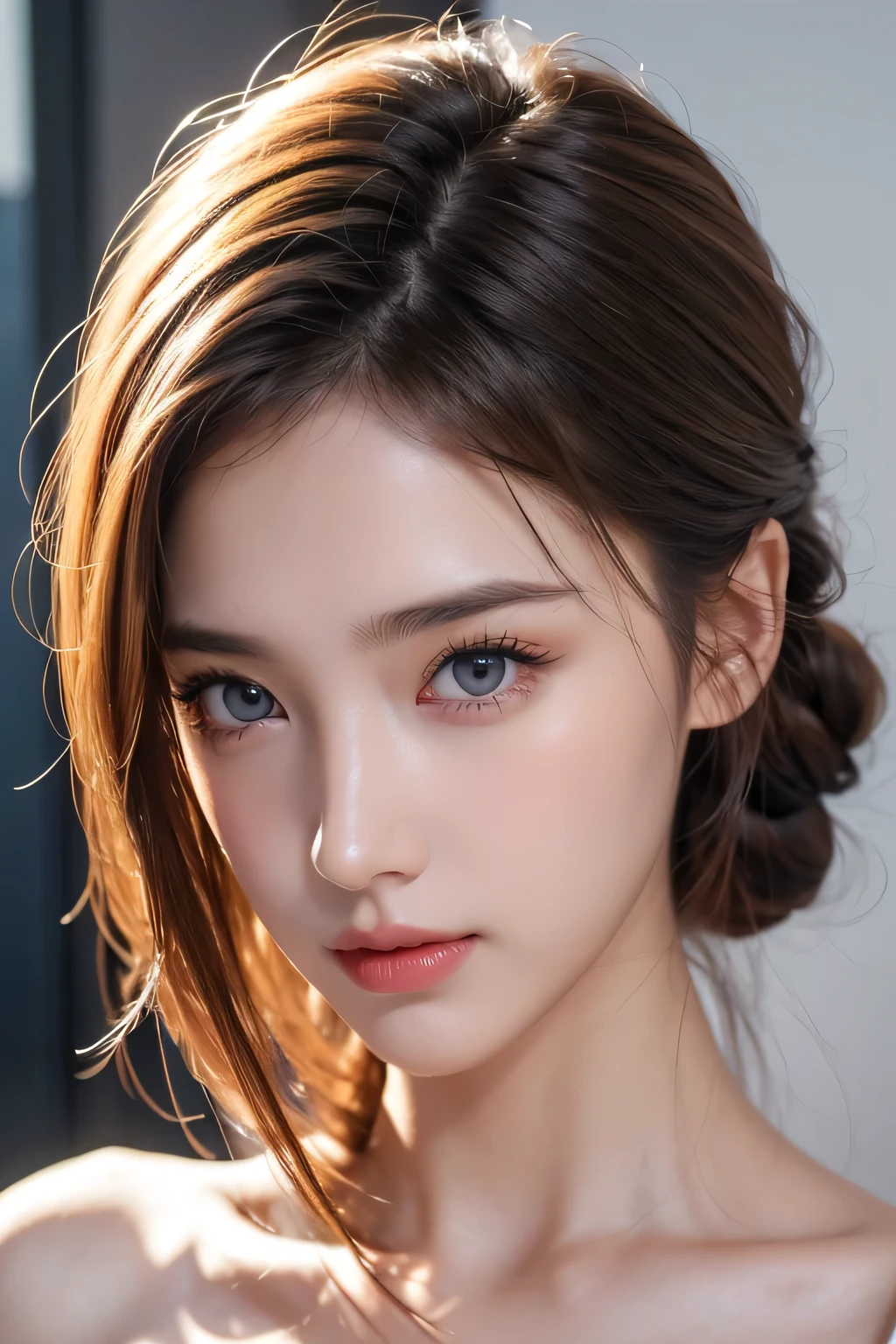 High-quality work，Realistic works，Super premium graphics，8K HD CG works，high quality graphics，High-definition and exquisite CG works，10x pixels，Ultra-fine details：1.1，Advanced technical details：1.1Realistic photo effects，Interior lighting effects：1.5，natural soft light：1.5. Light effect（Virtual light effects：1.8），ultra high resolution，shining dress，sliver long hair，silber hair，transparenthair，high detailed hair（Quality hair details：1.1）Clear eyes，Double eyelids look good，Sharp eye makeup, Create exquisite eyelash makeup, tthin eyebrows, Ultra-detailed eyes，a tall nose, lovely red lips, rosey cheeks, With delicate makeup on her face , pretty face, The face shape is perfectly proportioned,（Advanced facial details：1.1）Sharp focus :1.2, A pretty girl 24 years old with perfect figure :1.4, Slender abs :1.3, Raw photography、超A high resolution, full body, Best Quality, Ultra High Definition, (Photorealistic:1.4), Detailed Photo, Smiling, Sexy, Facing Camera, Close-up (Masterpiece: 1.3), (8K, Photorealistic, Best Quality: 1.4), (1girl), Beautiful Face, (Realistic Face),Beautiful Hairstyle, Realistic eyes, beautiful detail eyes, (realistic skin), beautiful skin, (sweater), absurd, attractive, ultra high resolution, ultra realistic, high definition, golden ratio,Good hands、10、high-reaster-piece、highest quality、head:1.3、((Hasselblad photo))、Fine Skin、crisp focus、(Light like a movie)、gentle lighting、Dynamic Ungle、[:(detailed face:1.2):0.2]、 Negative Pro, Highly detailed face and skin texture, Detailed eyes, Double eyelid,huge breasts,masterpiece,super fine eyes,super fine hand, face zoom, perfect makeup,Dynamic Lighting,show nipples naked , detailed breasts、Stand against the wall，Women's artwork，Dress full body video，Realism，Amazing Cleavage，My eyes are very bright today
