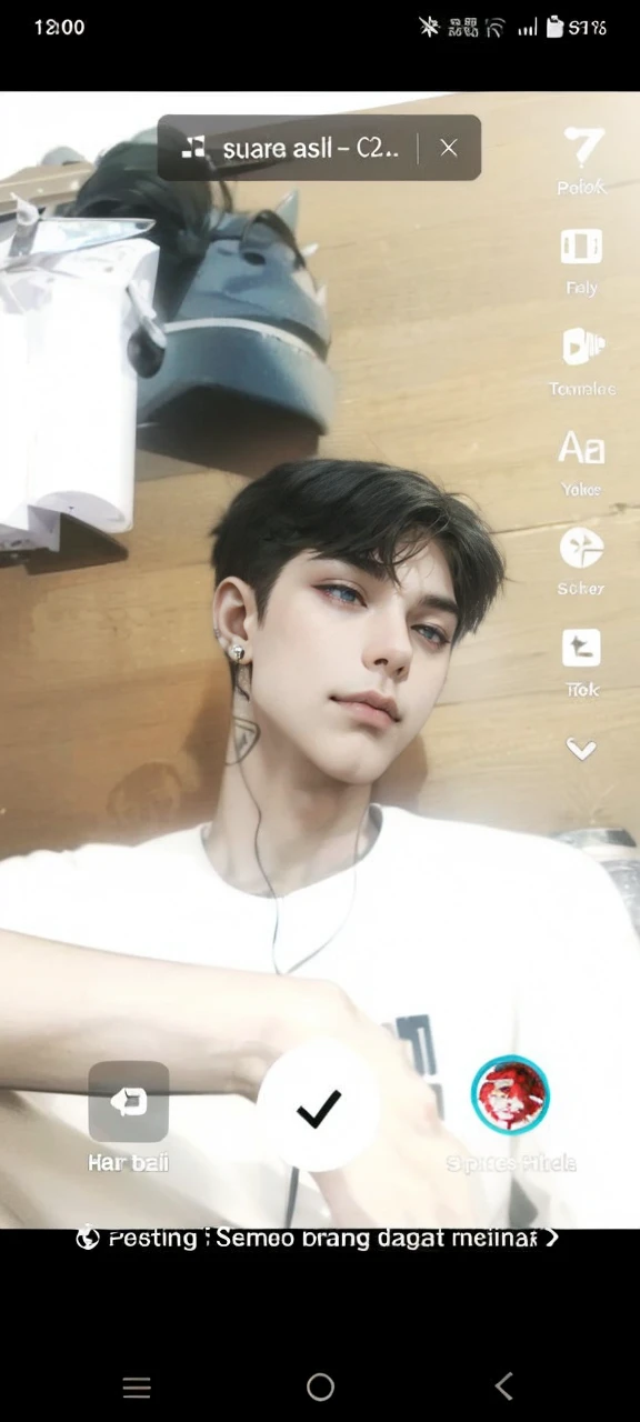 1 boy, solo, man, handsome, y2k, spiky hair, star sunglasses, smoke, cigarette, badass, piercings, tattoos, smirk, street, y2k, asian, spiky hair, headphones