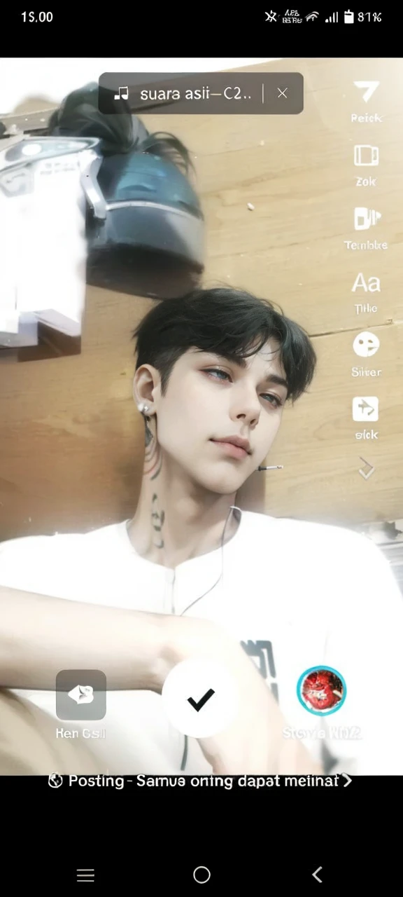 1 boy, solo, man, handsome, y2k, spiky hair, star sunglasses, smoke, cigarette, badass, piercings, tattoos, smirk, street, y2k, asian, spiky hair, headphones