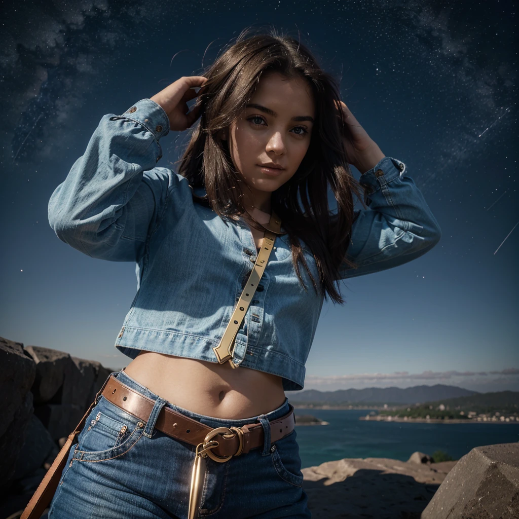 Girl looking at the sky, Astrological Theme , belt angle 