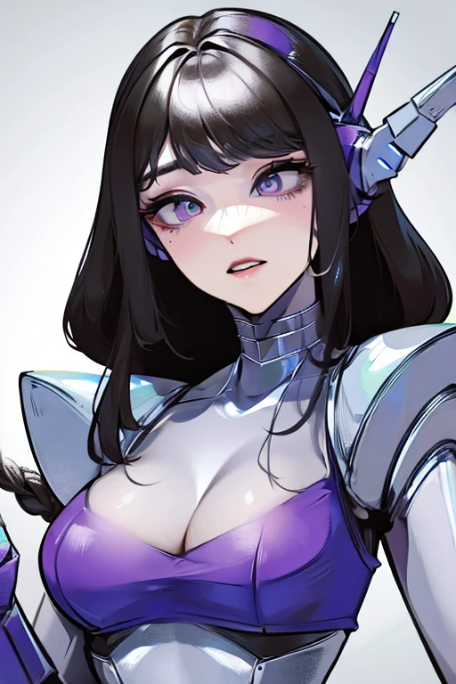 empty eyes,robotized woman ,big bust,Robot Joint ,Metal skin