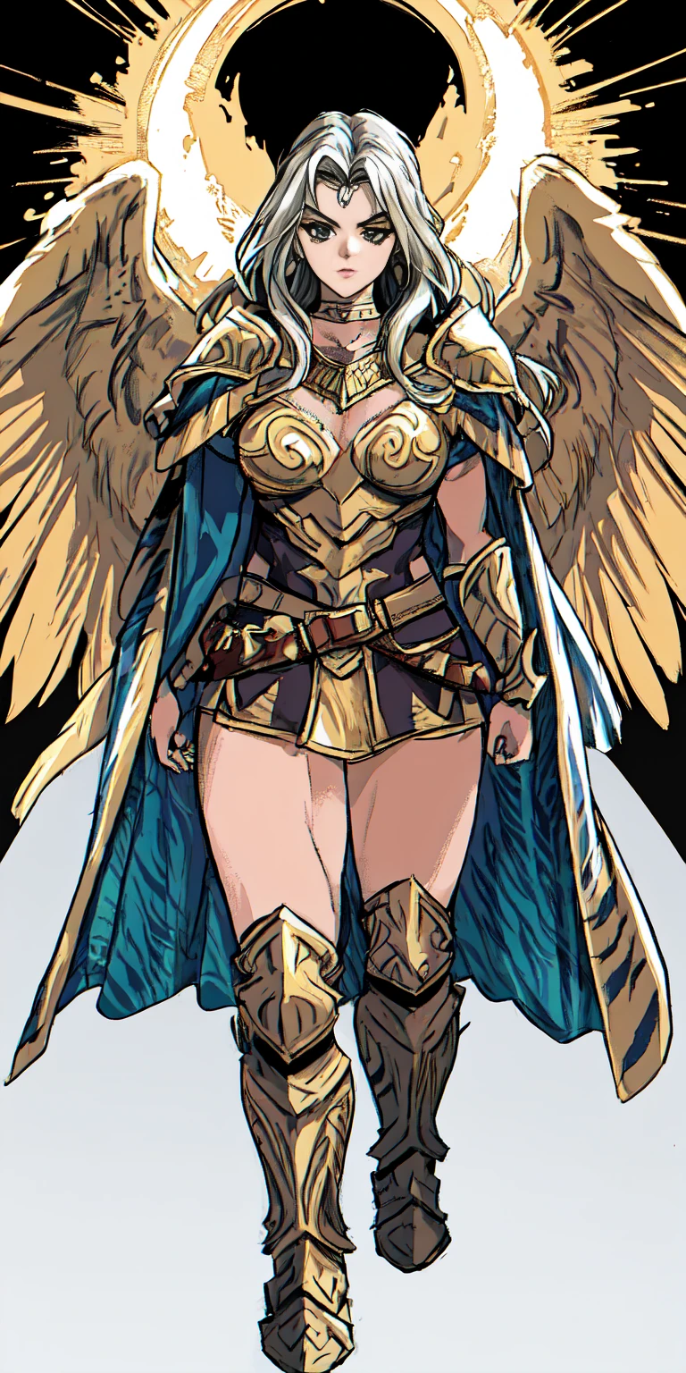 1 Girl (implying one person, likely female) Full Body: Standing with perfect symmetry Muscular Build: Strong and defined physique Turned Arms: Muscular arms positioned behind her back Theme: Epic Fantasy: Set in a fantastical world Asgard: Inspired by Norse mythology (can be subtle or more prominent) Valkyrie/Lady Knight: Combining elements of a fierce warrior and noble protector A motif incorporated into her armor, clothing, or environment (tiger stripes, or a tiger pelt cloak) Visual Style: Hyper Realistic: Incredibly lifelike detail Masterpiece: Exceptional quality 8K Resolution: Sharp and high definition Detailed Drawing: Intricate and richly textured Superior Quality: The best possible rendering Epic Composition: Dramatic and visually stunning