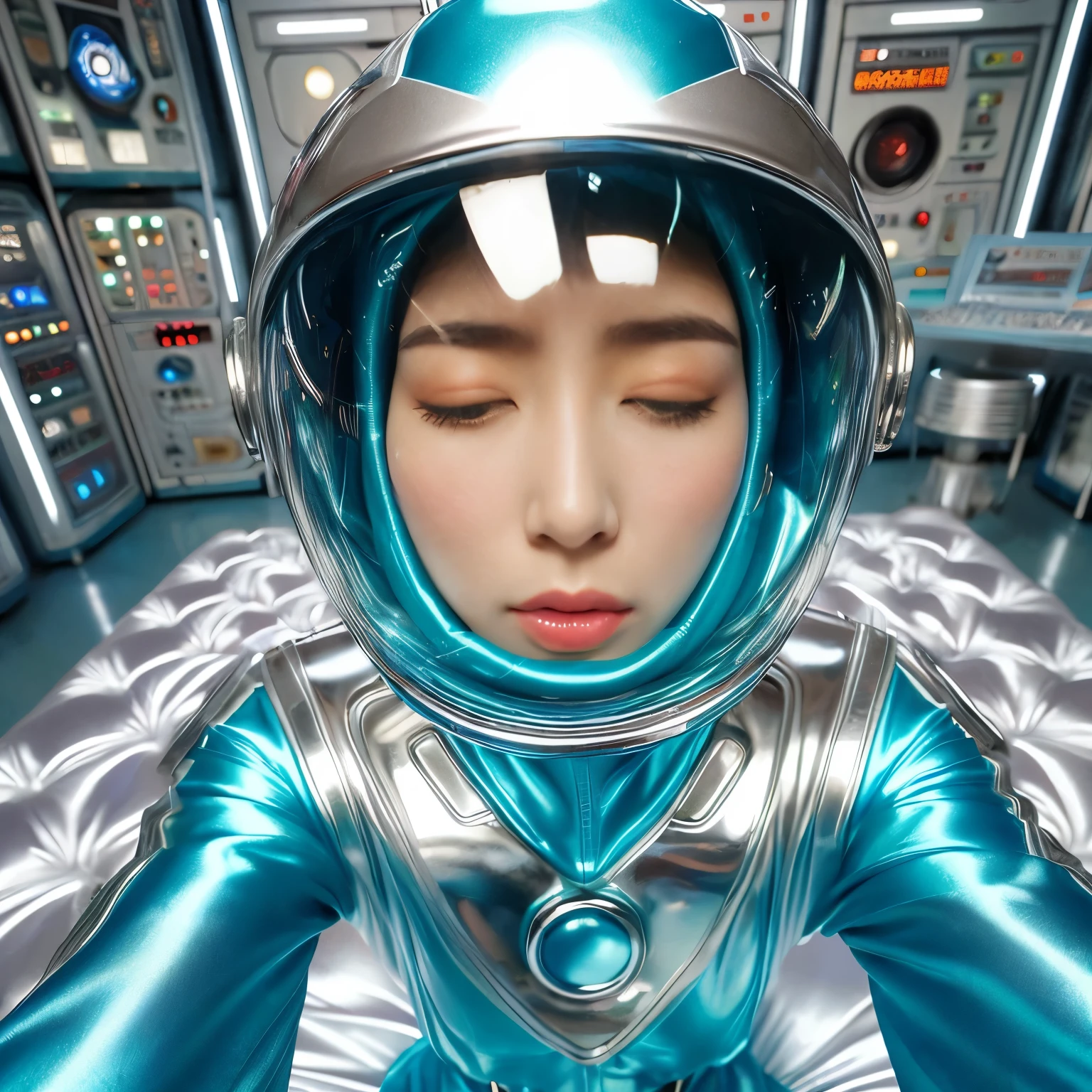 best image quality、Super high resolution、(realism:1.4)、Korean beauty star、The most beautiful KPOP star、horny face、Horny Korean makeup、erotic expression、A body that makes you want to touch it、erotic photos、((Realistic shiny satin fabric texture、High-gloss stretch satin fabric that is smooth and smooth to the touch.、The drape of the curved part of the shiny satin fabric、strong shiny costume、The smooth and beautiful quality and luster of the costumes、A shiny costume made of high-quality satin fabric with high density.、Smooth to the touch oil light liang ultra-class battleship skin coat COS、Super SentaiWomen&HeroineSuit、Texture of costumes that satin fetishists respond to、Thin, glossy stretch satin fabric)),8K photo quality