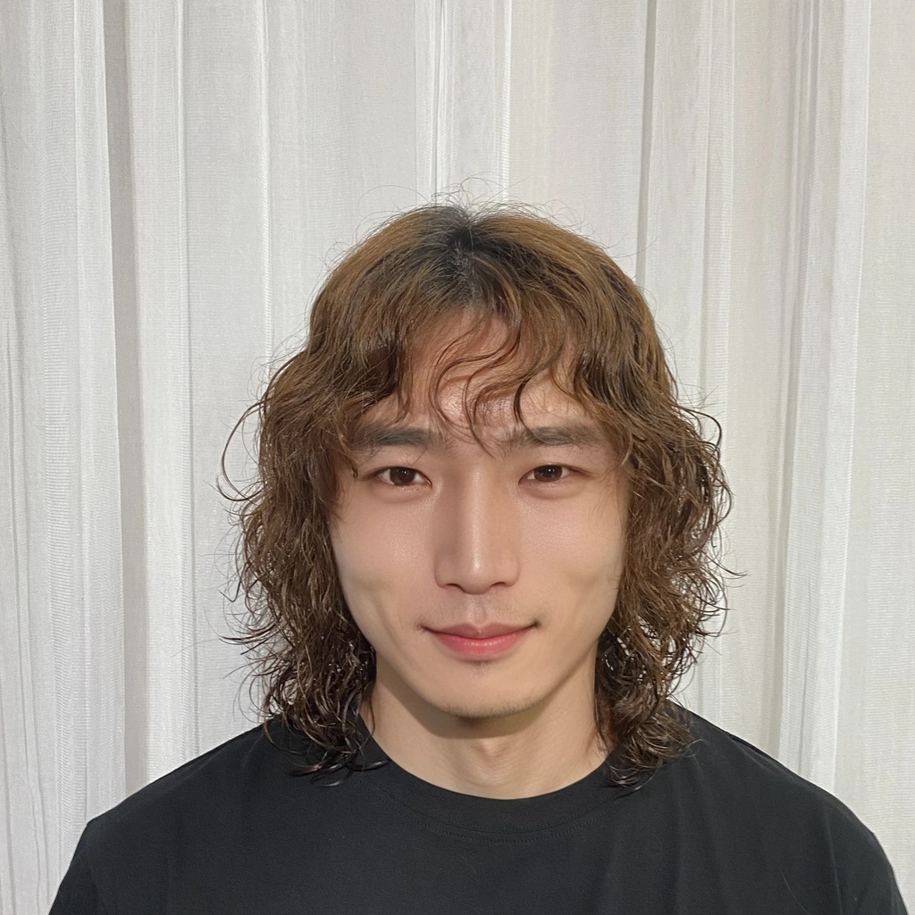 Best Quality, 8k, Masterpiece, (Portrait: 1.3), (photo realistic:1.4), (hyper realistic:1.4), Sharp Focus, looking at viewer, (smoother lighting:1.1), (increase cinematic lighting quality:0.9), realistic lighting, backlighting, light on face, ray trace, (brightening light:1.2), (Increase quality:1.4), sharp detail, (best quality real texture skin:1.4), finely detailed eyes, black_eyes, finely detailed face, 25 year old Korean man,smiling_face
