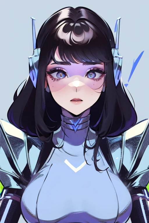 empty eyes,robotized woman ,big bust,Robot Joint ,Metal skin