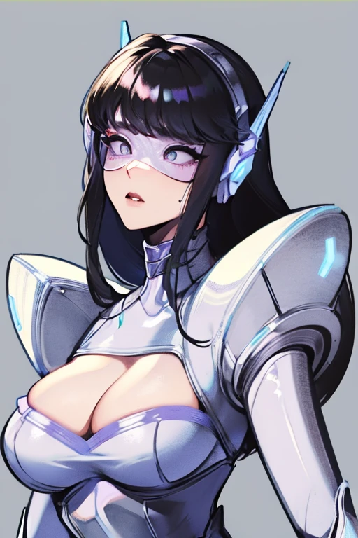 empty eyes,robotized woman ,big bust,Robot Joint ,Metal skin