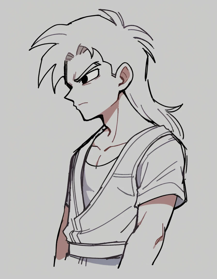 zPDXL, score_9, score_8_up, score_7_up, source_anime, BREAK
sketch, flat color, 1guy, solo, black eyes, vivziepop, dragon ball, long hair