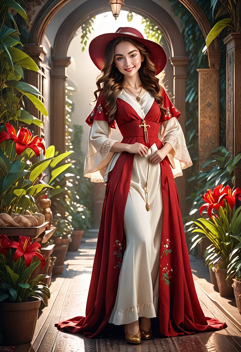A beautful jewish women with a luscious thick bushy, course unibrow and cute nose. ultra Thick, coaurse, intense, curly, frizzy, long brown hair. Hair that clogs a drain after one shower. Hair you find on pillows and in corners of the room and in your refrigerator six months after the head from which it grew last visited. Hair that could not be straightened even if you had four hours and three hairdressers double-fisting blow driers. Hair that screams: Jew. Boho dress and hat, luxurious long dress、hat. curvy hourglass figure. Ultra HD, the symmetrical face, photorealistic photography, path tracing, specular lighting, and volumetric face light enhance the details. Epic lighting, striking silhouette. crucifix necklace. The symmetrical face, photorealistic photography, path tracing, specular lighting, and volumetric face light enhance the details. The scene is captured in maximum quality, masterpiece, 8K high resolution, and top quality. merge of Lilly Collins and Lilly James. sexy pose, intoxicating smile. crimson lips. in a garden, boho dress, bushy hair
