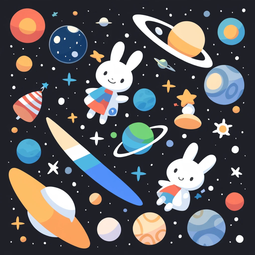 get lost in outer space in miffy art style