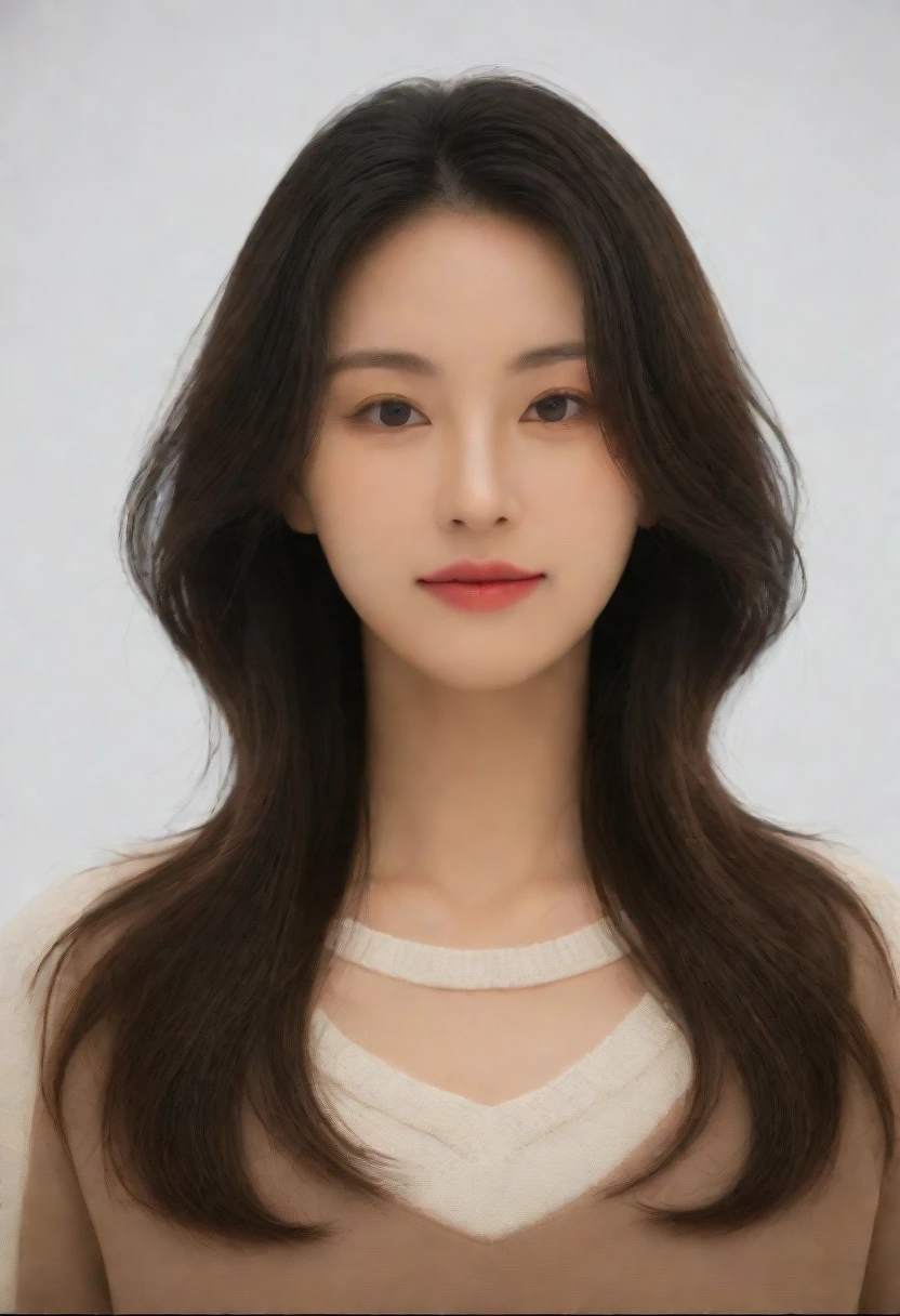 Best Quality, 8k, Masterpiece, (Portrait: 1.3), (photo realistic:1.4), (hyper realistic:1.4), Sharp Focus, looking at viewer, (smoother lighting:1.1), (increase cinematic lighting quality:0.9), realistic lighting, backlighting, light on face, ray trace, (brightening light:1.2), (Increase quality:1.4), sharp detail, (best quality real texture skin:1.4), finely detailed eyes, black_eyes, finely detailed face, 25 year old Korean woman, (white formal_shirt:1.4), (Create an image maintaining the original base model hairstyle:1.5)