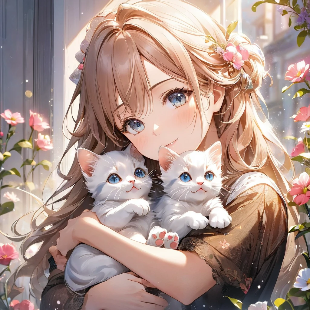 mother cat holding a kitten