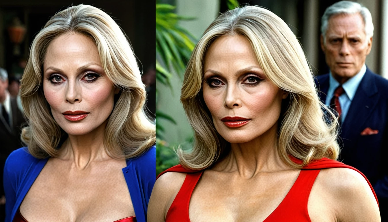 1Sexy super old  Faye Dunaway( em 2007) a Supergirl 1984s; HD. Photograph, ((realism)), extremely high quality RAW photograph, ultra detailed photograph, sharp focus, high resolution, (detailed skin:1,3),high quality, film grain, Fujifilm XT3,Highly Detailed, movie, (Cinematic Photo:1.3) of (Realistic:1.3), by John Byrne