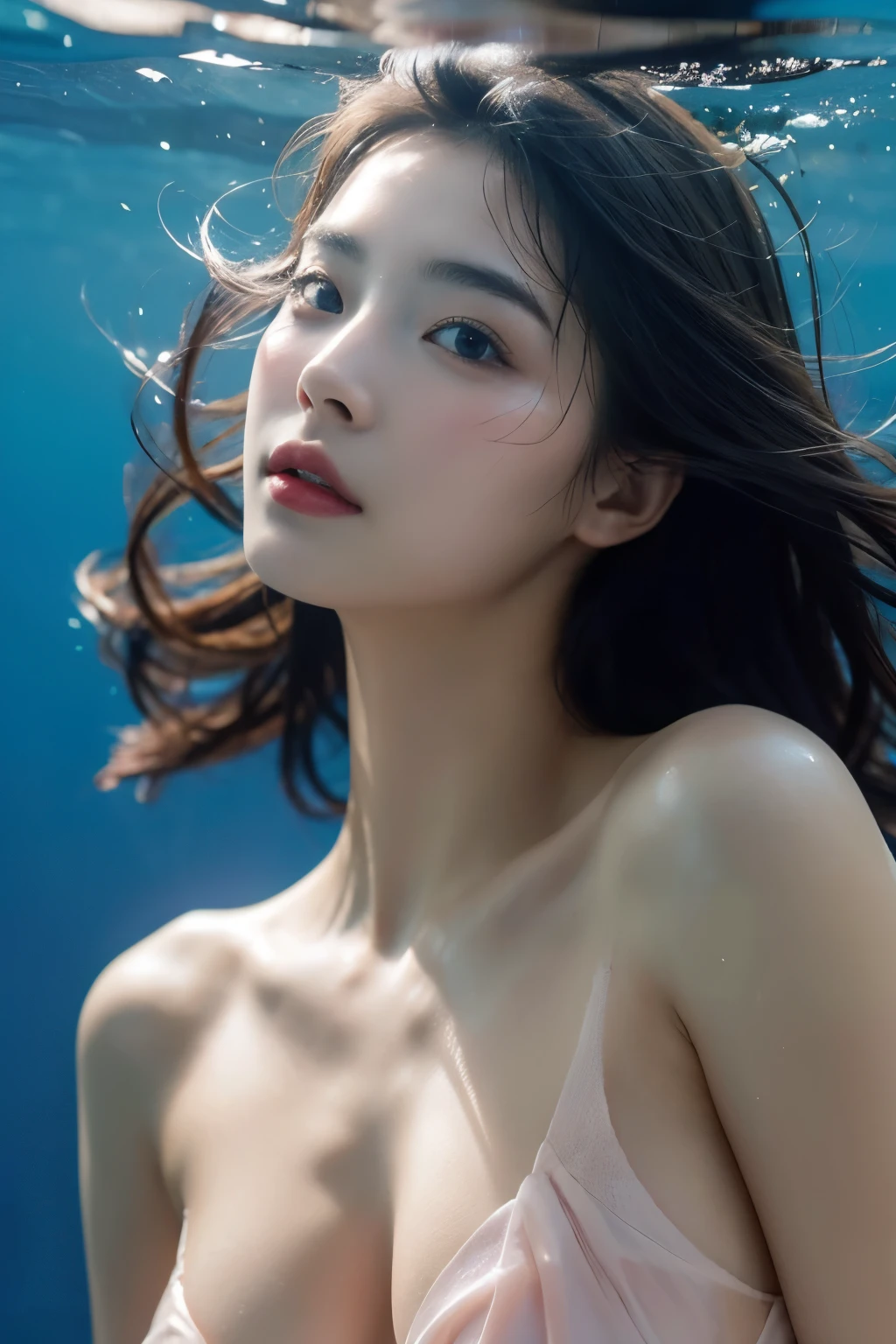 Naked, beautiful women, best of the best, human-like skin, realistic face, underwater,