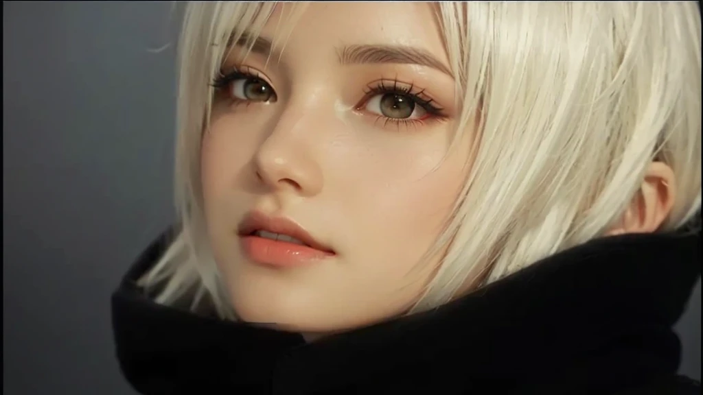 Close-up of a hooded person and close-up of a hooded person, Nier 2 b, Anime CG, Tifa Lockhart with white hair, Anime CG style, Nier, looking like Annie Leonhart, Devil May Cry's V appears as an elf, Blonde Avatar, Kiri from reproach!, Stop 4 *, Annie Leonhart, White Hair Girl