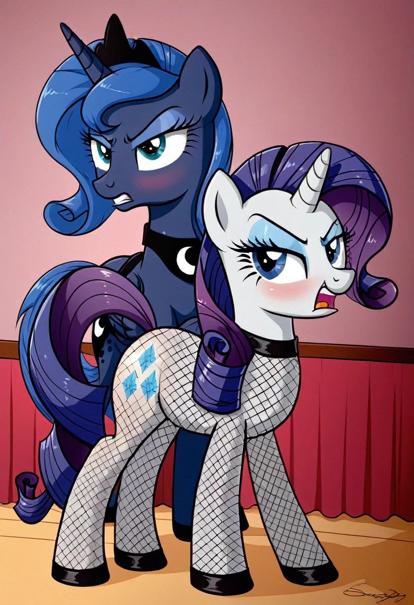 Pony  angry  Princessa luna in kiss  in fishnet tights  b rarity