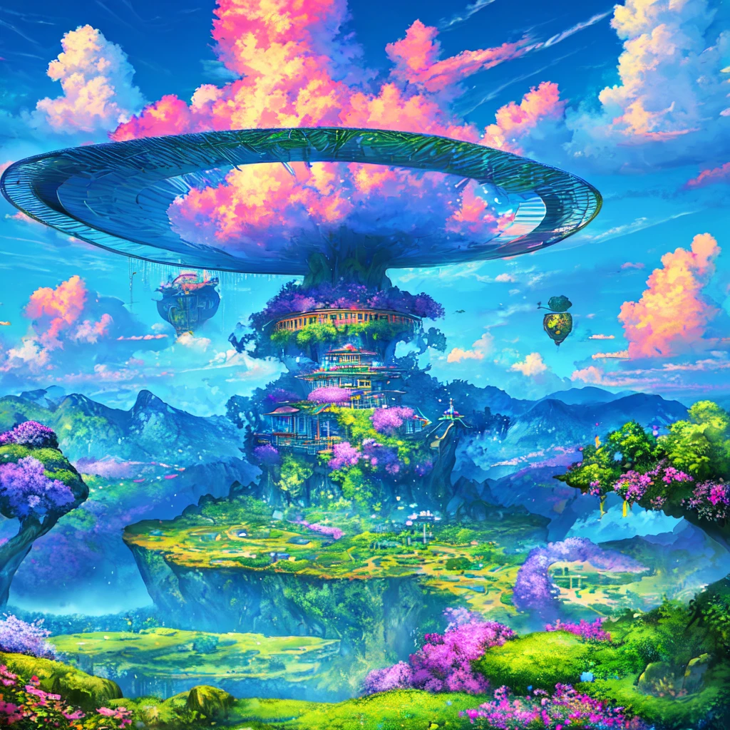 Masterpiece, ultra detailed, beautiful,Super Saturation, anime style, arcadia , mysterious island, landscape,