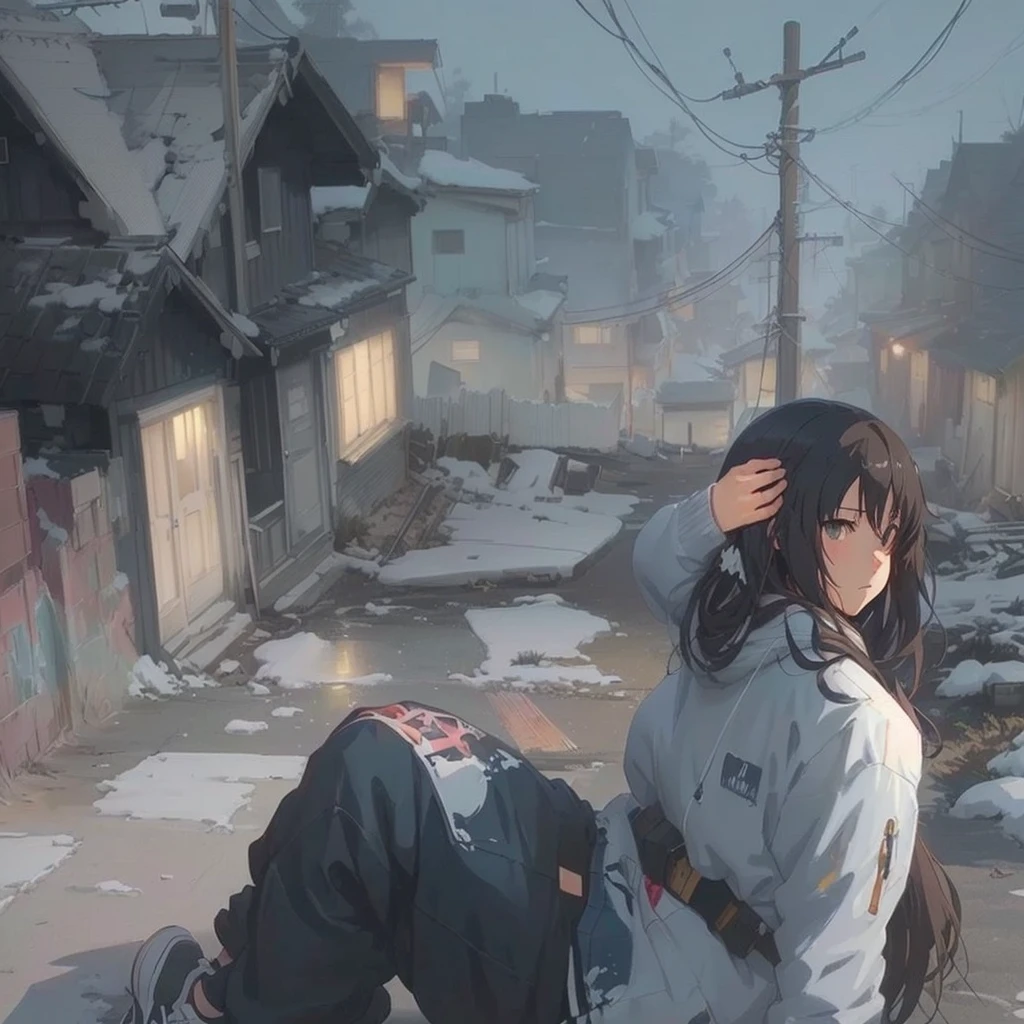 Anime girl sitting on the ground in front of a house, Gwaiz, artwork in the style of Gwaiz, dark. by Makoto Shinkai, Anime Style 4k, 4K Manga Wallpapers, Gwaiz and Makoto Shinkai, Anime Atmosphere, Painted in an anime artist&#39;s studio, Stormy weather. Makoto ShinkaiBlazing flames, fire, crowd, throng, freezing, mother warming her baby.Scenery and Cityscape in the Early Meiji Era After the Meiji Restoration, Japan underwent rapid modernization and civilization. Consequently, many changes and reforms occurred. Below is a detailed explanation of the scenery, appearance of the poor, occupations, and cityscapes in the early Meiji period (1868 to the early 1880s). 2. Appearance of the Poor Life for the impoverished and lower classes remained harsh. In particular, in urban areas, people migrated from rural areas or unemployed artisans gathered, intensifying competition in the labor market. Many of them struggled with poverty, often residing in slums or around temples. 3. Occupations Meiji early Japan witnessed a diversification of occupations. Traditional agriculture and handicrafts were accompanied by the rise of modern industry and commerce. Particularly in urban areas, factory workers, shop clerks, and transporters increased, giving rise to new professions. However, many in these occupations endured harsh working conditions. 4. Influence of Civilization and Enlightenment During the Meiji era, Western cultural influences spread rapidly. Changes in clothing, dietary habits, and the proliferation of Western-style architecture advanced, especially in urban areas. Conversely, this development posed a threat to traditional culture and lifestyles, resulting in societal upheaval and adaptation challenges. 5. Social Change and Policy Influence While promoting modernization policies, the government also addressed poverty and social issues. Legislation for labor protection and charitable activities to aid the poor were implemented. Nevertheless, living conditions for the impoverished scarcely improved. The early Meiji period marked a rapid transformation in Japan, with
