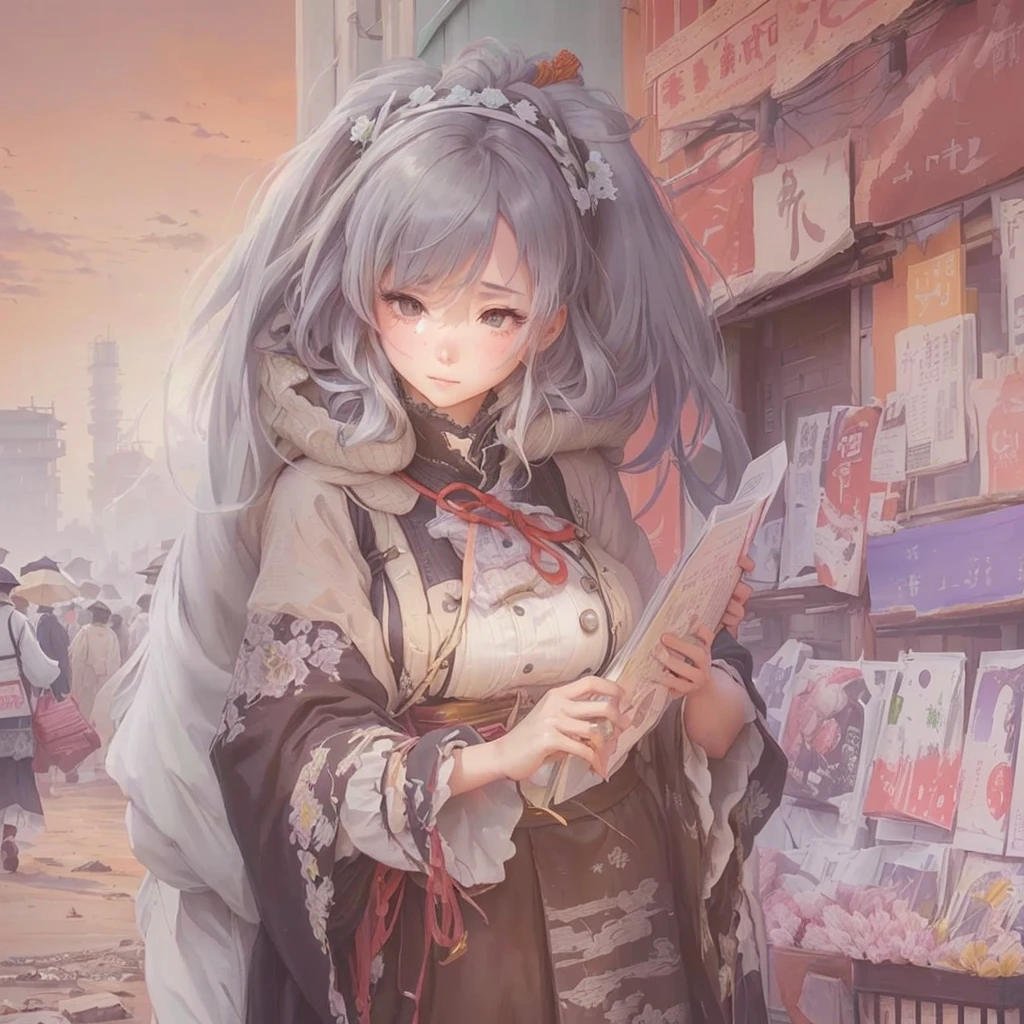 Anime girl in a store with a book in her hands, Anime Style 4k, Alchemist Girl, Cyborg Merchant Girl, Little ta Girl, Anime Art Wallpapers 8K, Kantai Collection Style, , Gwayz on pixiv artstation, anime art wallpaper 4k, anime art wallpaper 4k, GweizBlazing flames, fire, crowd, throng, freezing, mother warming her baby.Scenery and Cityscape in the Early Meiji Era After the Meiji Restoration, Japan underwent rapid modernization and civilization. Consequently, many changes and reforms occurred. Below is a detailed explanation of the scenery, appearance of the poor, occupations, and cityscapes in the early Meiji period (1868 to the early 1880s). 2. Appearance of the Poor Life for the impoverished and lower classes remained harsh. In particular, in urban areas, people migrated from rural areas or unemployed artisans gathered, intensifying competition in the labor market. Many of them struggled with poverty, often residing in slums or around temples. 3. Occupations Meiji early Japan witnessed a diversification of occupations. Traditional agriculture and handicrafts were accompanied by the rise of modern industry and commerce. Particularly in urban areas, factory workers, shop clerks, and transporters increased, giving rise to new professions. However, many in these occupations endured harsh working conditions. 4. Influence of Civilization and Enlightenment During the Meiji era, Western cultural influences spread rapidly. Changes in clothing, dietary habits, and the proliferation of Western-style architecture advanced, especially in urban areas. Conversely, this development posed a threat to traditional culture and lifestyles, resulting in societal upheaval and adaptation challenges. 5. Social Change and Policy Influence While promoting modernization policies, the government also addressed poverty and social issues. Legislation for labor protection and charitable activities to aid the poor were implemented. Nevertheless, living conditions for the impoverished scarcely improved. The early Meiji period marked a rapid transformation in Japan, with complex social landscapes invo