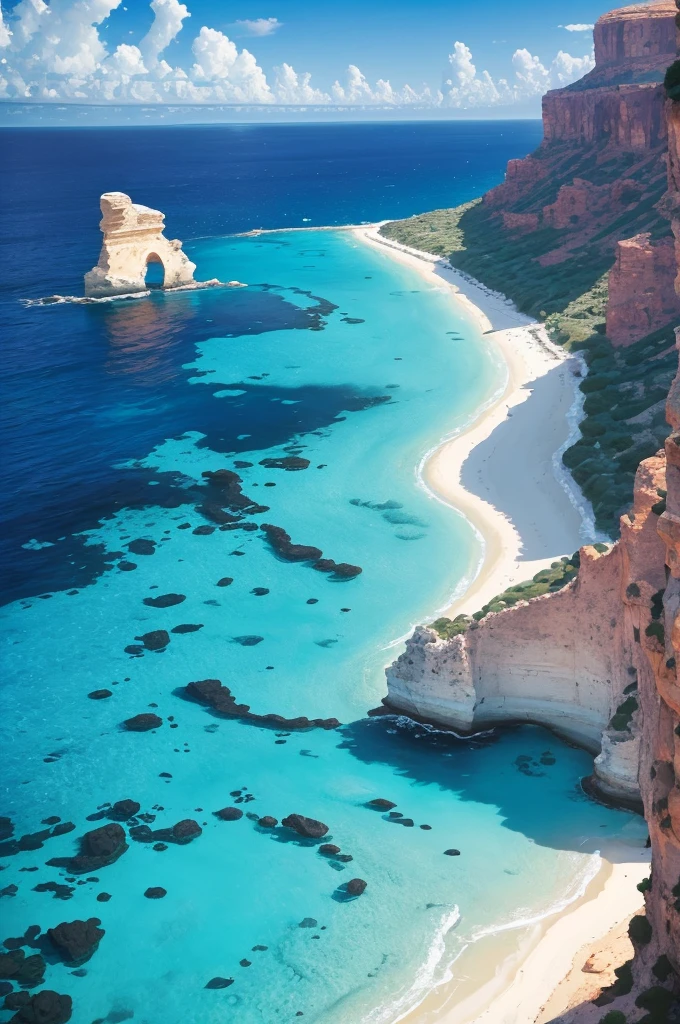 arafed view of a rocky cliff and clear blue water, a picture by Alexis Grimou, unsplash, les nabis, turquoise water, view from the sea, island with cave, puddles of turquoise water, blue waters, turquoise ocean, red sea, incredibly beautiful, azure blue water, clear blue water, white stone arches, cyprus