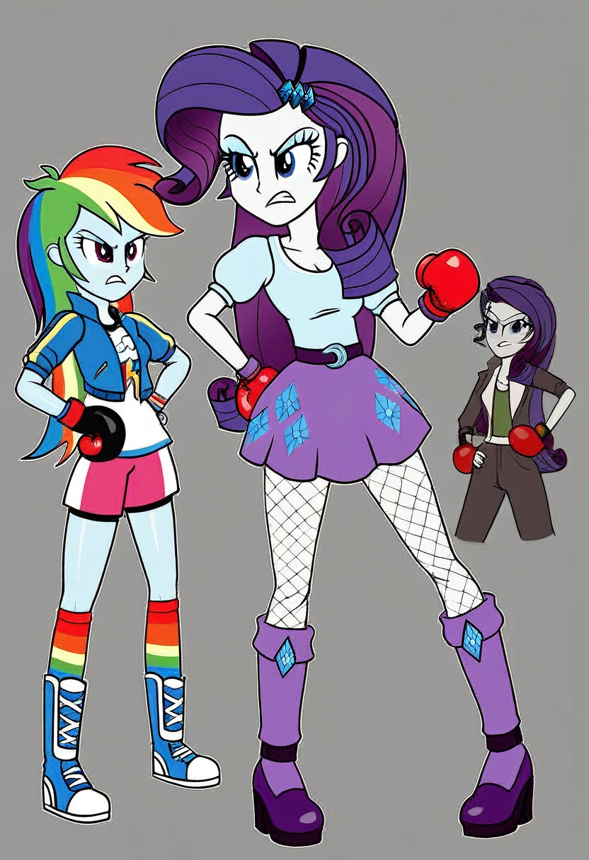 Eqg angry rainbow dash at a school in in fishnet tights boxing rarity