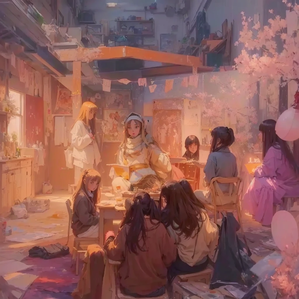 People sitting around a table in a room々Group painting, Gwaiz, Gwaiz on pixiv artstation, artwork in the style of Gwaiz, Painted in an anime artist's studio, Painterly concept art, Beautiful artwork illustration, Blurry dreamy illustration, Blurry dreamy illustration, Blazing flames created by anime painter studio, fire, crowd, throng, freezing, mother warming her .Scenery and Cityscape in the Early Meiji Era After the Meiji Restoration, Japan underwent rapid modernization and civilization. Consequently, many changes and reforms occurred. Below is a detailed explanation of the scenery, appearance of the poor, occupations, and cityscapes in the early Meiji period (1868 to the early 1880s). 2. Appearance of the Poor Life for the impoverished and lower classes remained harsh. In particular, in urban areas, people migrated from rural areas or unemployed artisans gathered, intensifying competition in the labor market. Many of them struggled with poverty, often residing in slums or around temples. 3. Occupations Meiji early Japan witnessed a diversification of occupations. Traditional agriculture and handicrafts were accompanied by the rise of modern industry and commerce. Particularly in urban areas, factory workers, shop clerks, and transporters increased, giving rise to new professions. However, many in these occupations endured harsh working conditions. 4. Influence of Civilization and Enlightenment During the Meiji era, Western cultural influences spread rapidly. Changes in clothing, dietary habits, and the proliferation of Western-style architecture advanced, especially in urban areas. Conversely, this development posed a threat to traditional culture and lifestyles, resulting in societal upheaval and adaptation challenges. 5. Social Change and Policy Influence While promoting modernization policies, the government also addressed poverty and social issues. Legislation for labor protection and charitable activities to aid the poor were implemented. Nevertheless, living conditions for the impoverished scarcely improved. The early Meiji period marked a rapid transformation in Japa