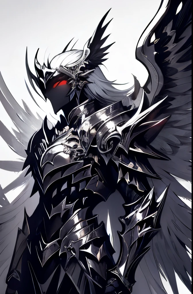  Angel with large wings of dark armor