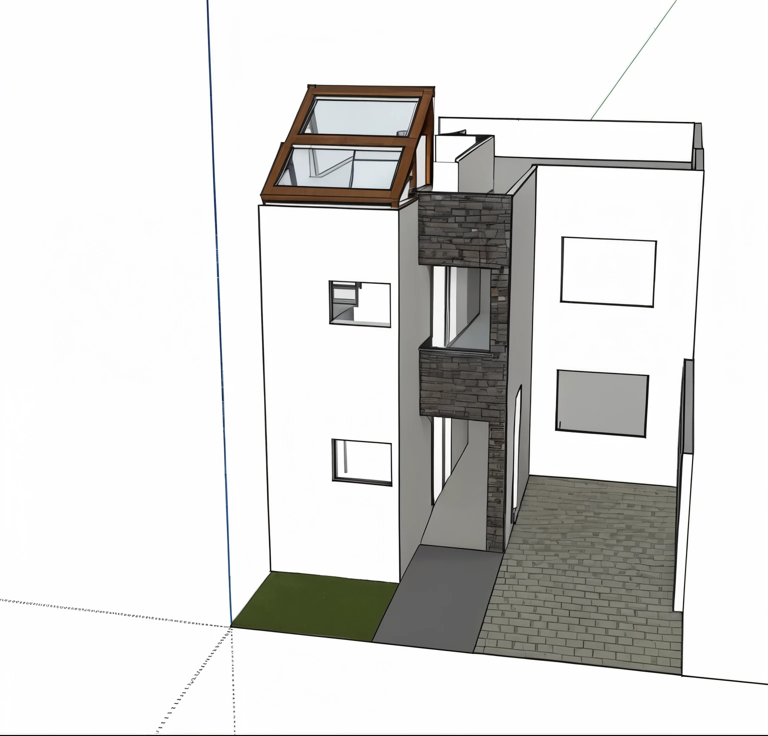 Create an architectural facade for that home in the image