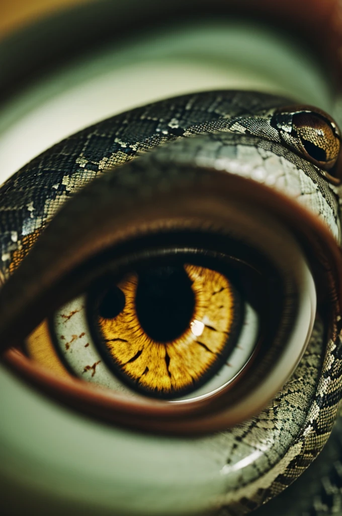The eye of a snake in close-up
