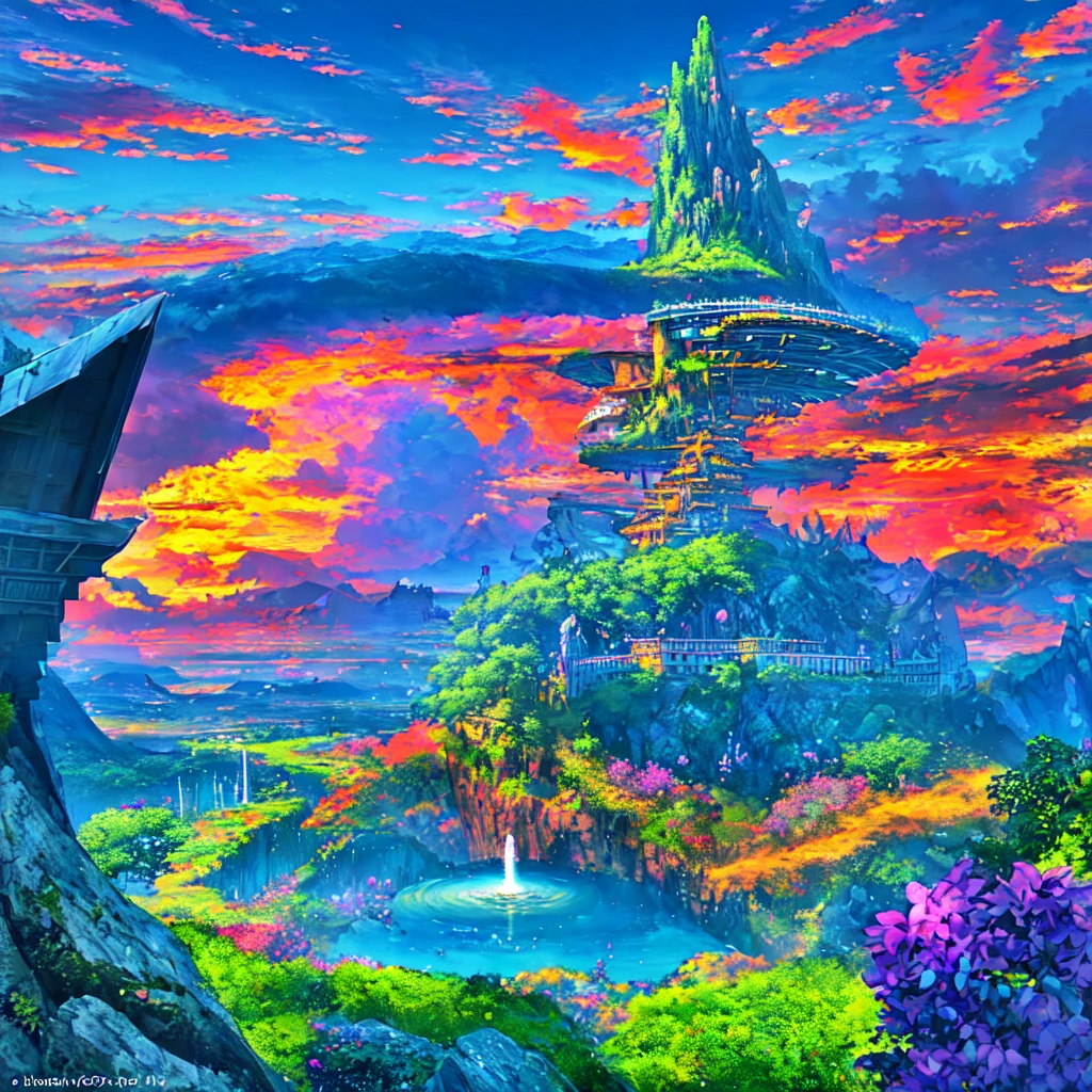 Masterpiece, ultra detailed, beautiful,Super Saturation, anime style, arcadia , mysterious island, landscape,