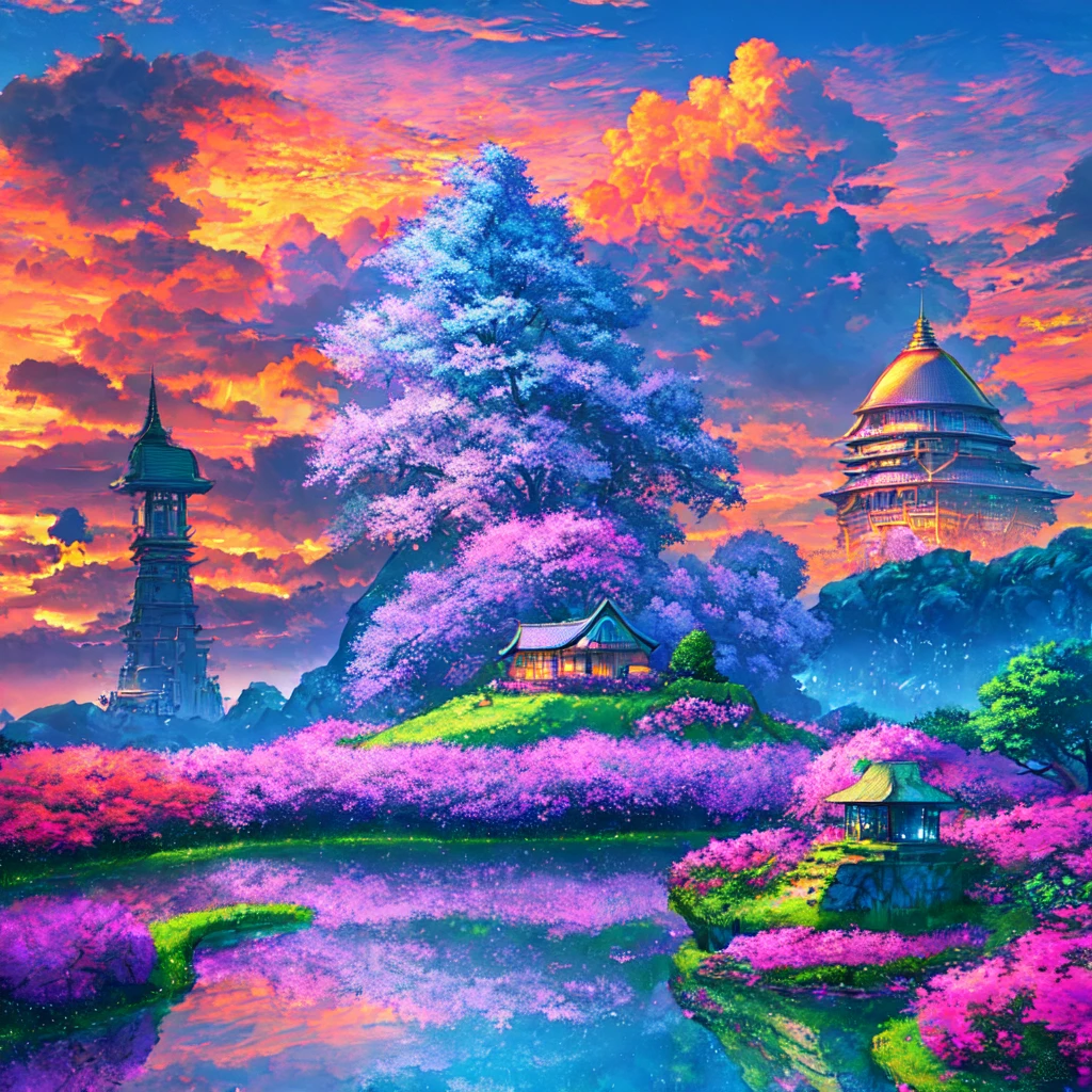 Masterpiece, ultra detailed, beautiful,Super Saturation, anime style, arcadia , mysterious island, landscape,